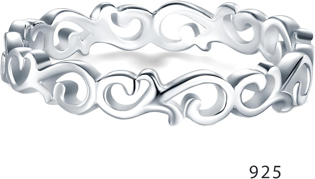 BORUO - Anillo de plata esterlina 925 con nudo celta, corazón pulid...