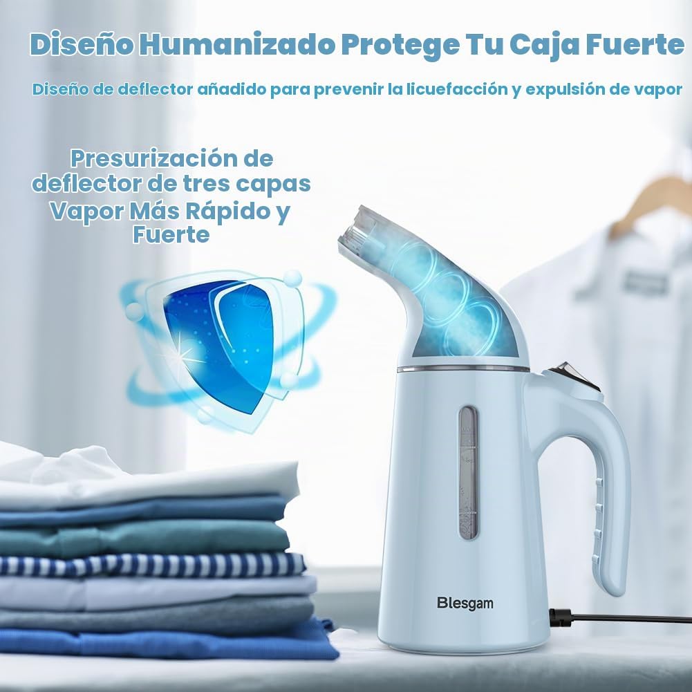 Blesgam Vaporizador para ropa de 700 W, calentamiento rápido en vap...