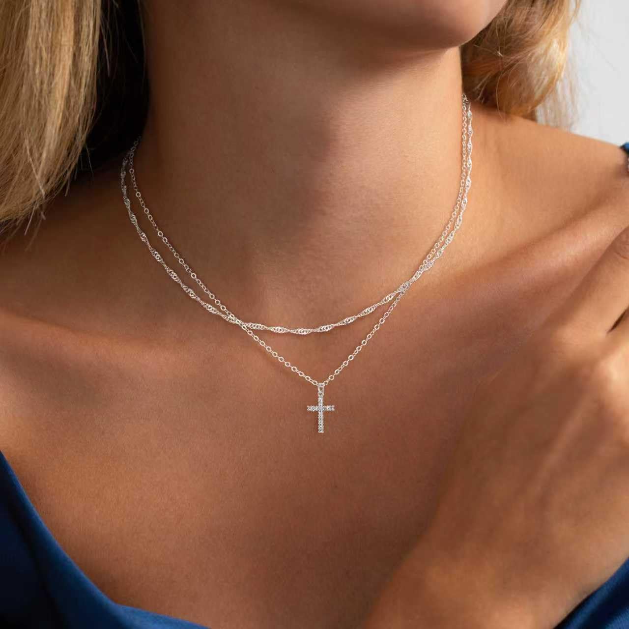 GRCLD Collar de Cruz para Mujer Delicado Chapado en Oro de Plata Re...