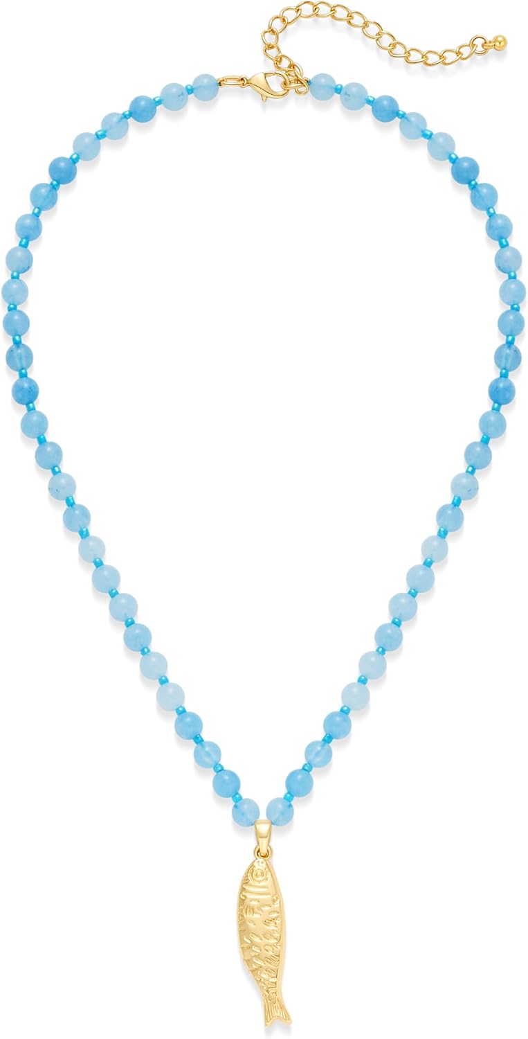 FILMOON Collar de pez para mujer, chapado en oro, colgante de pez,...