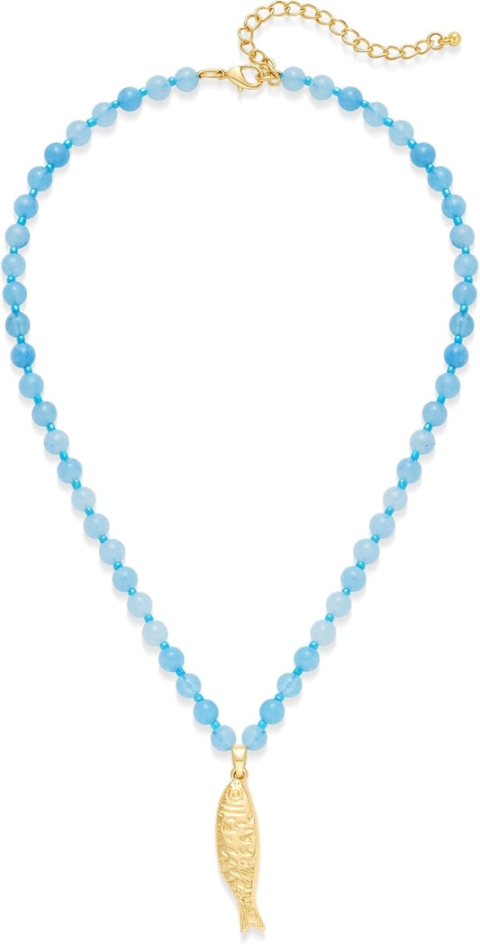 FILMOON Collar de pez para mujer, chapado en oro, colgante de pez,...