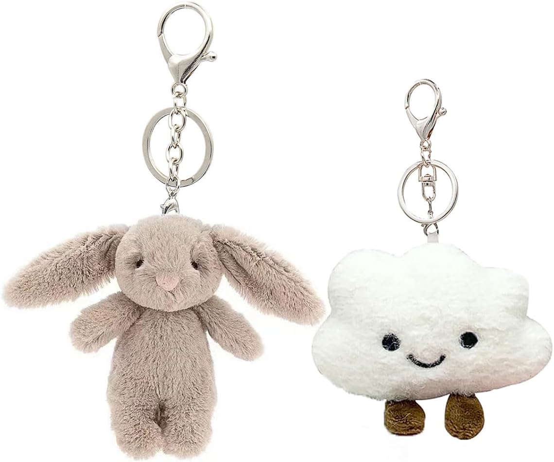 Miokkley Lindo llavero de peluche de conejo para mochila, mini llav...