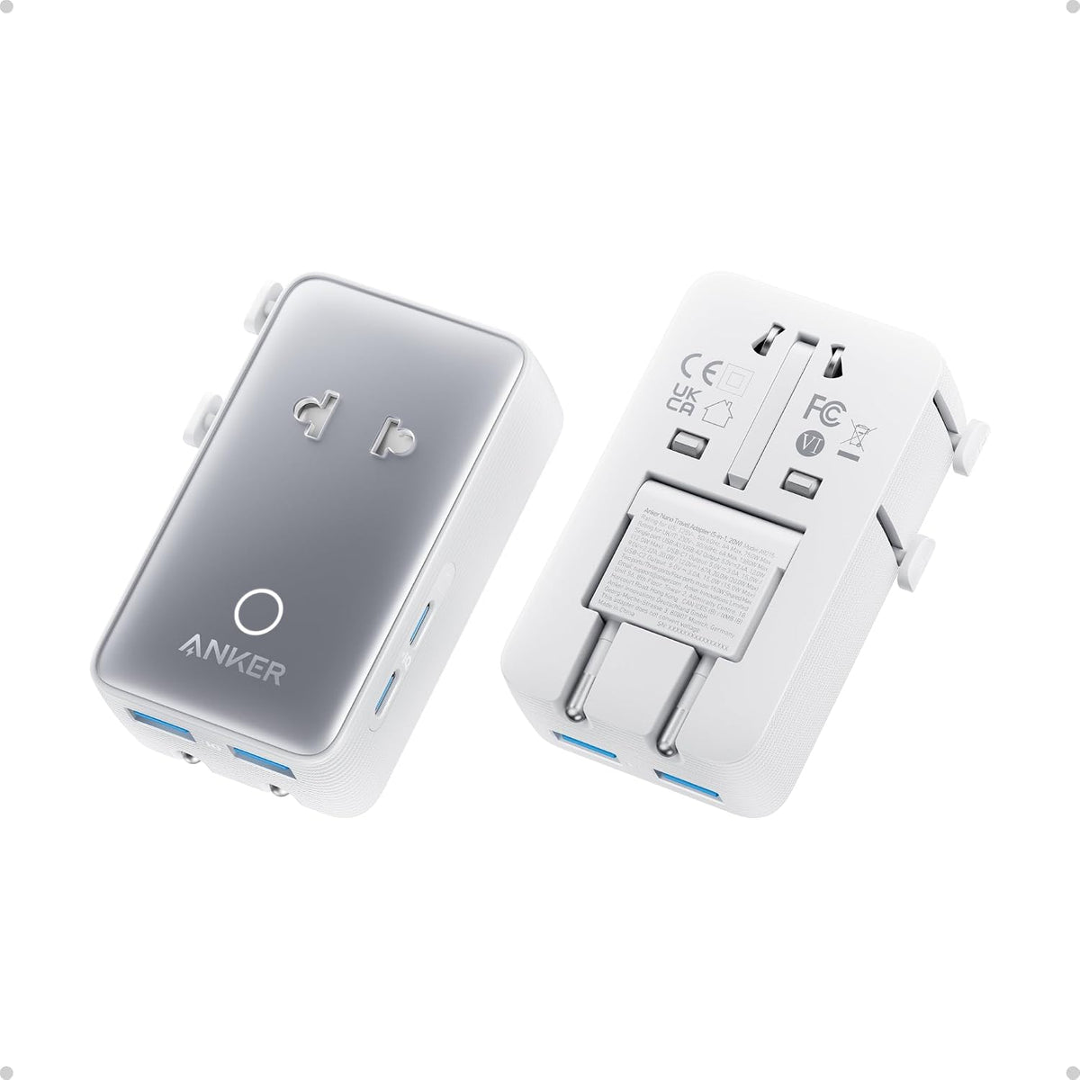 Anker Nano Travel Adapter (1 unidad), 2 cargadores universales USB-...