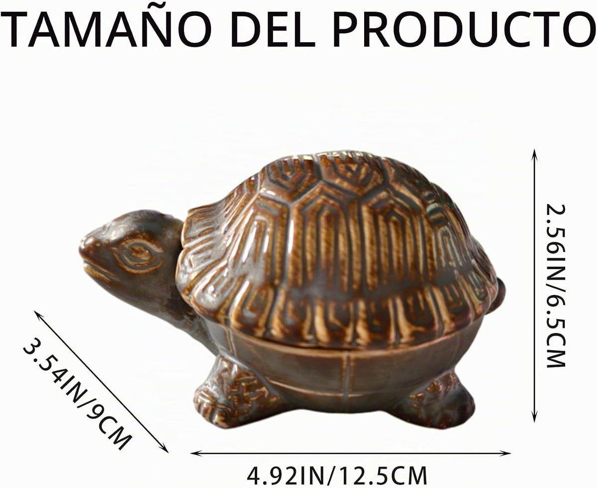Cenicero de cerámica en forma de tortuga con tapa, diseño resistent...