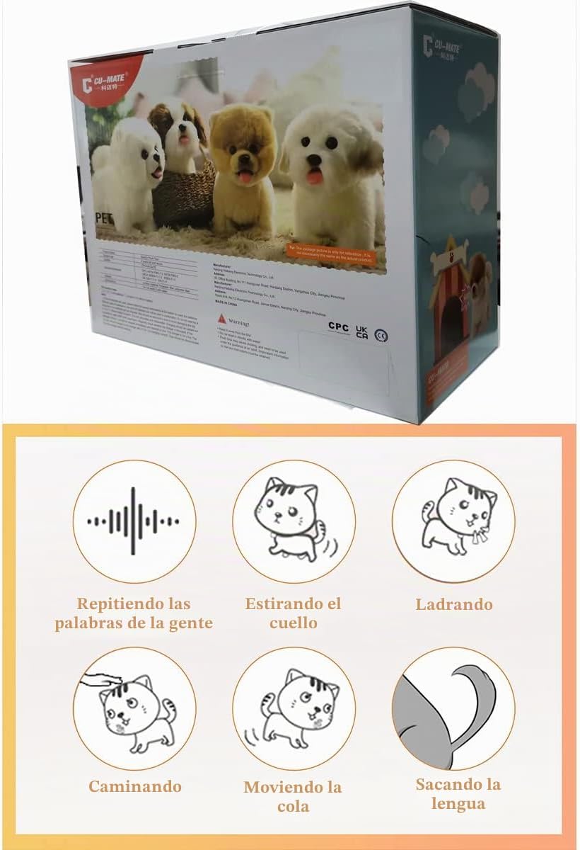 Perro de peluche electrónico interactivo Akita, cachorro realista i...
