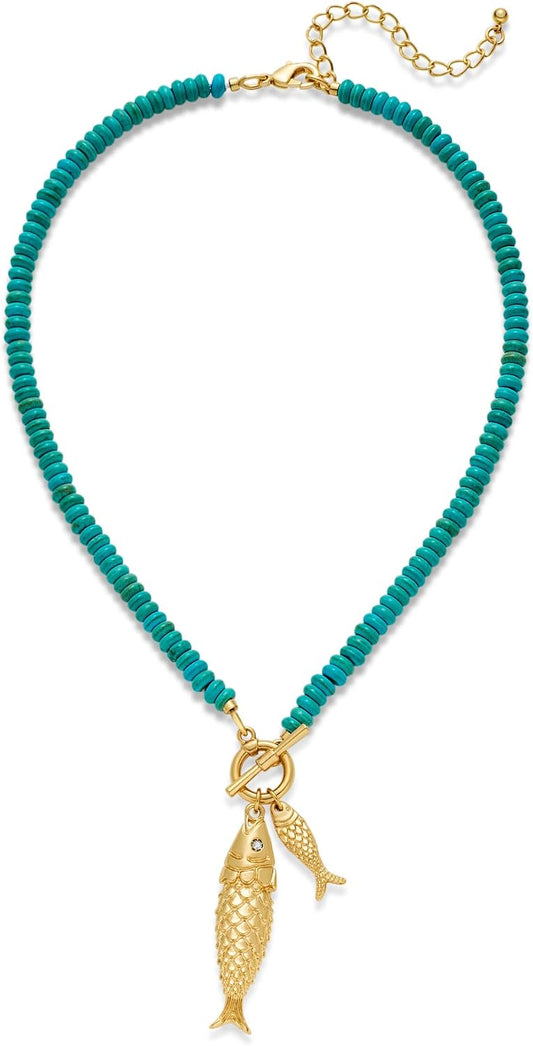 MYCUTEY Collar de pez dorado para mujer, collar de palanca de hilo...