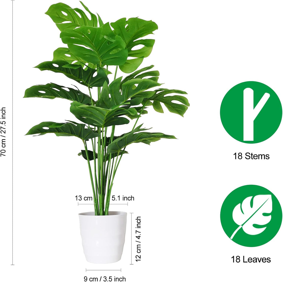 SAJANDAS Juego de 2 plantas artificiales Monstera Deliciosa en mace...