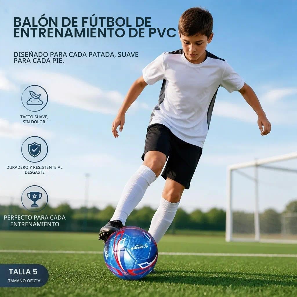 Senston Balón de fútbol talla 3 y talla 4 y talla 5 para niños y ad...