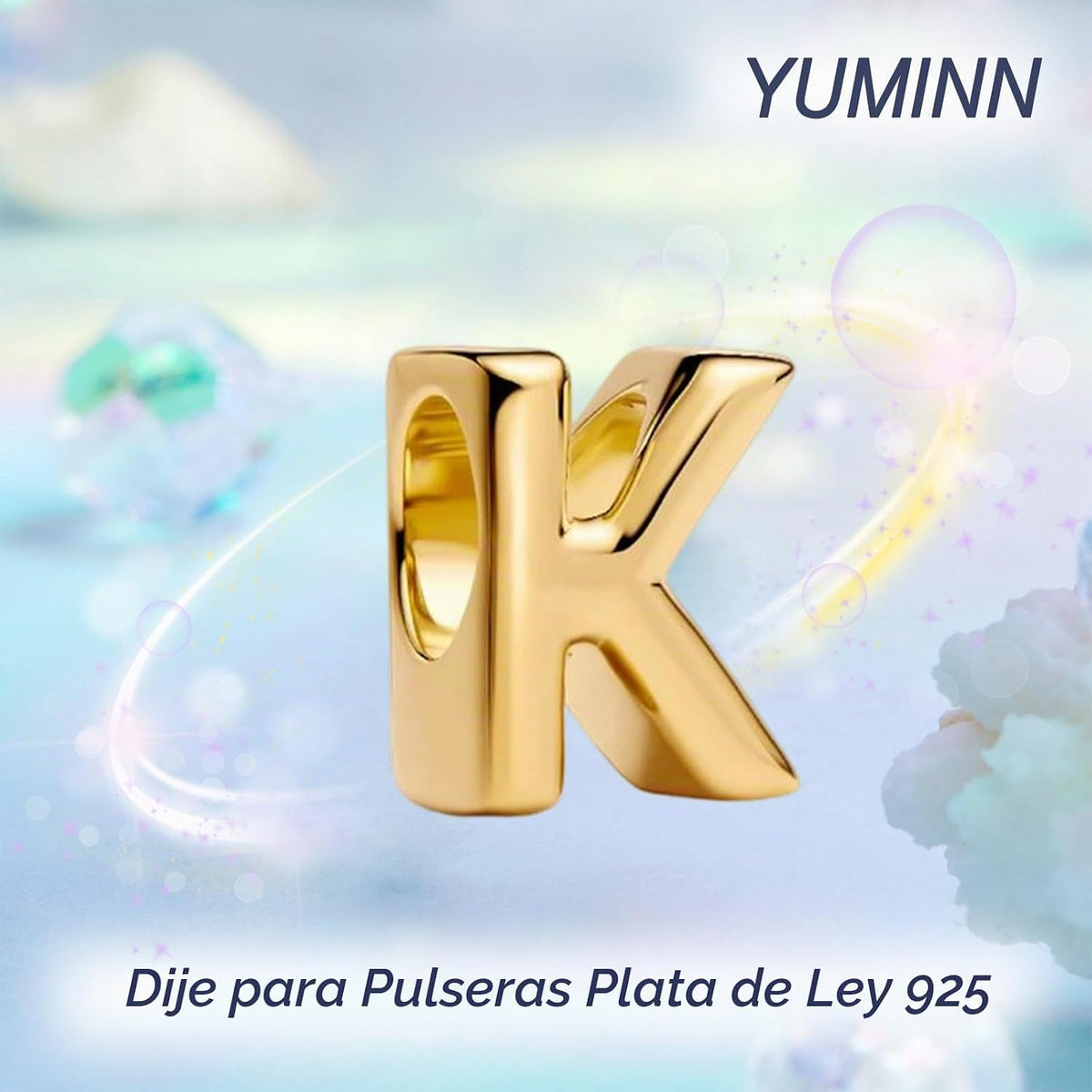 YUMINN Dijes dorados de la A a la Z para pulseras de plata esterlin...