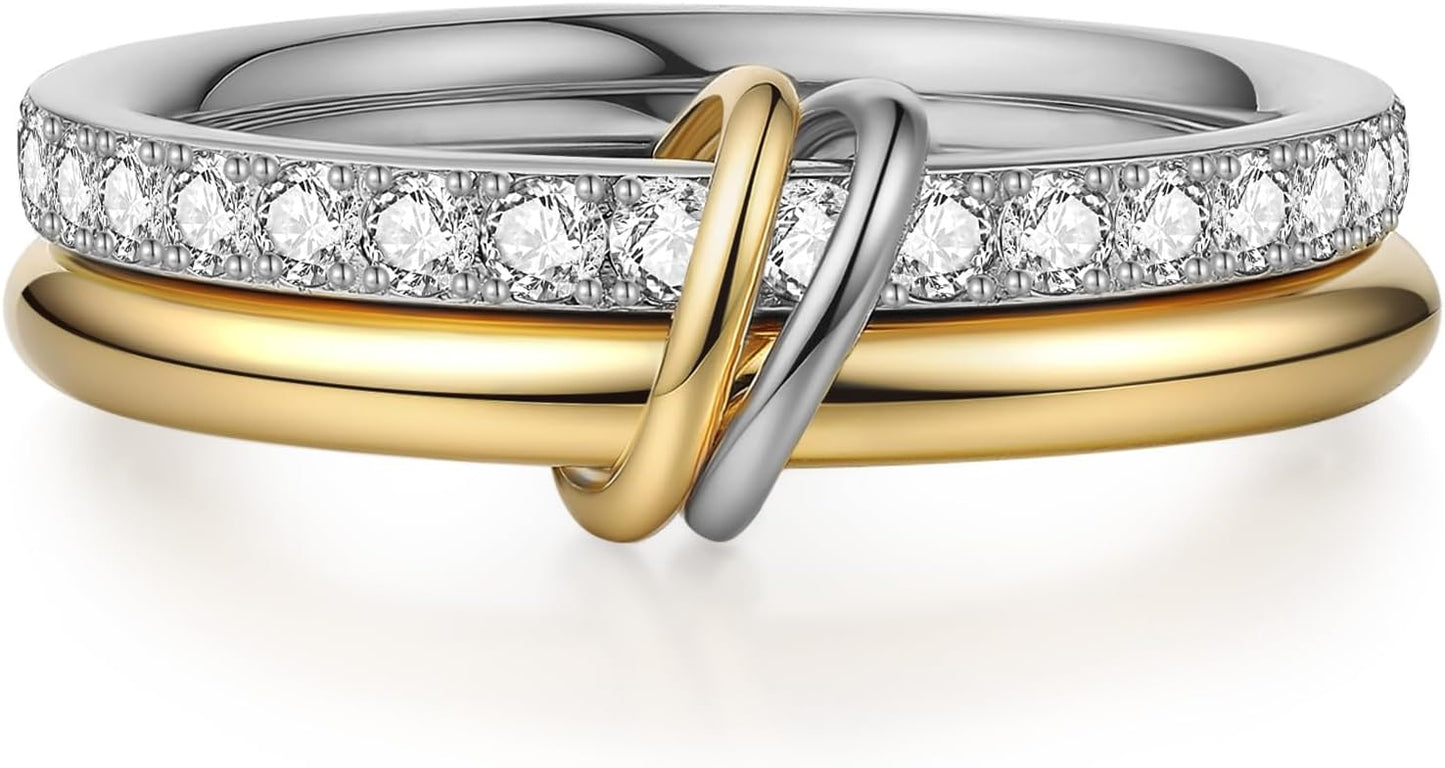 PDWZNBA Anillos apilables chapados en oro de 18 quilates para mujer...