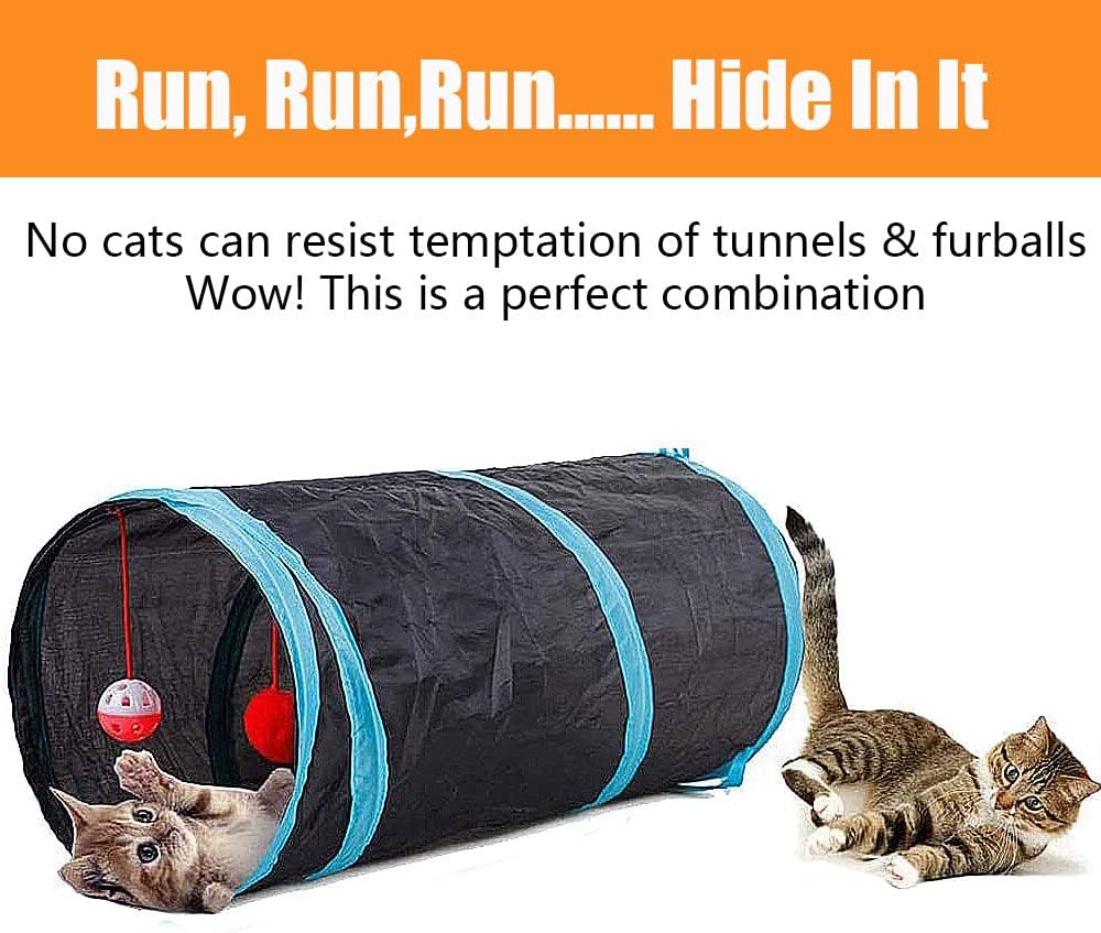 21 piezas de juguetes para gatos de interior: túnel plegable para g...