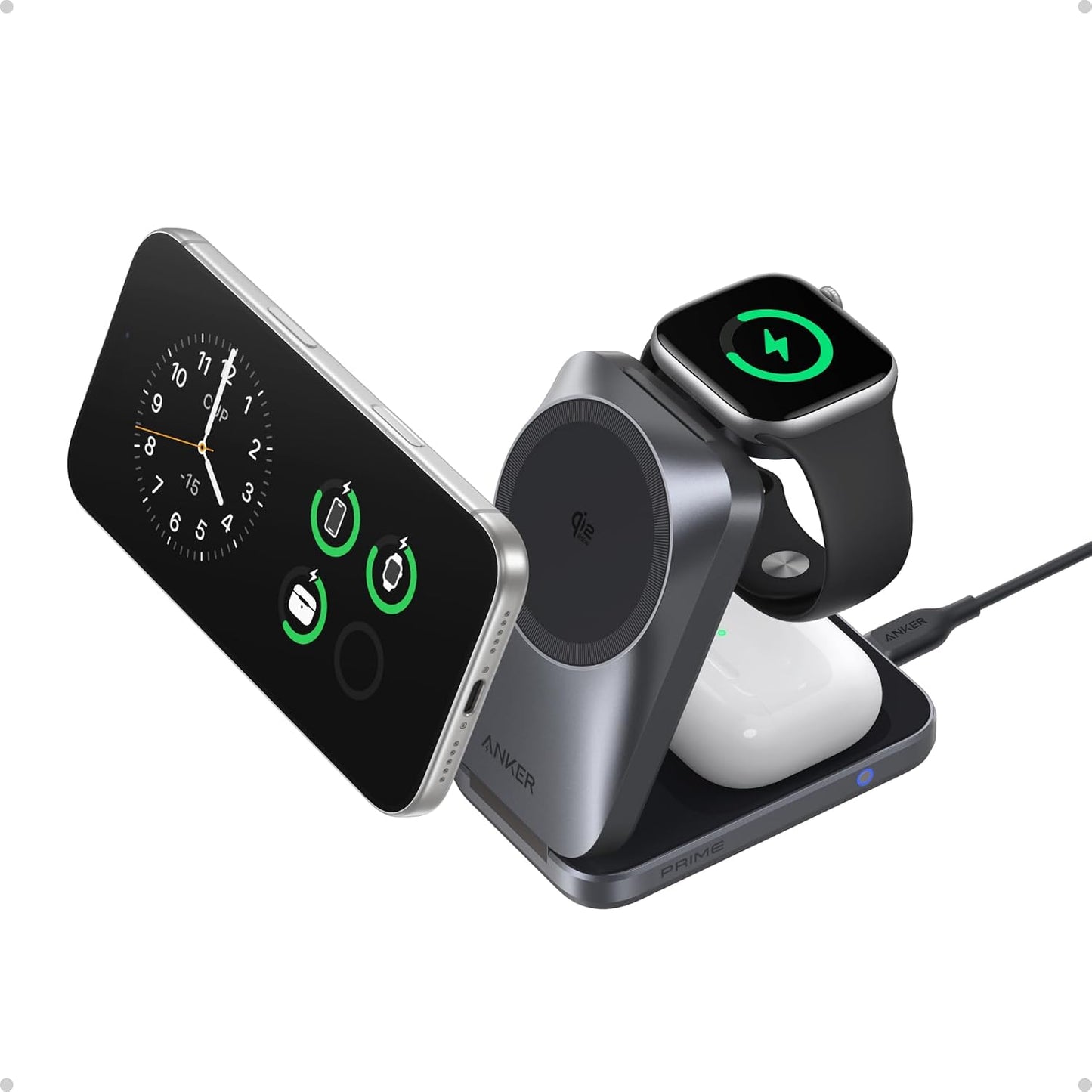 Anker Cargador MagSafe plegable 3 en 1 con certificación Qi2.2 de P...