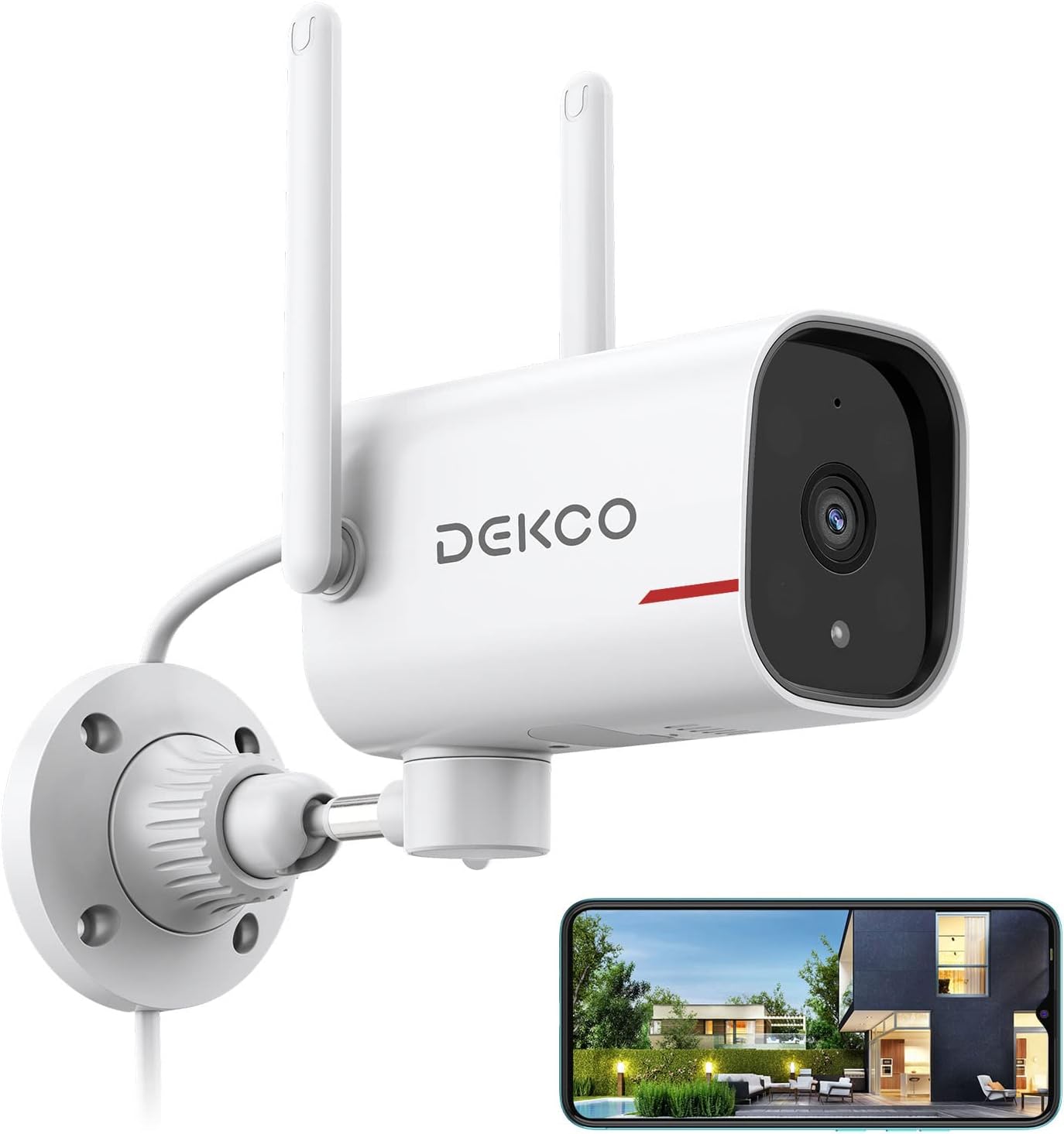 DEKCO Cámara WiFi 2K rotación panorámica 180° cámaras de seguridad...