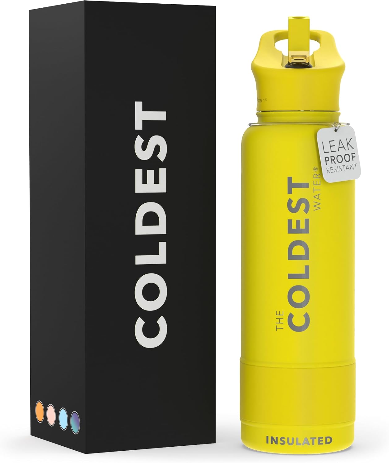 Coldest - Botella para agua con tapa que incluye pajilla, térmica y...