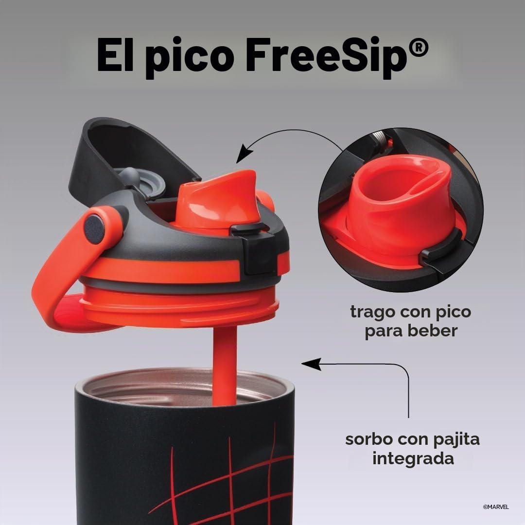 Owala Spider-Man FreeSip Sway - Botella de agua de acero inoxidable...