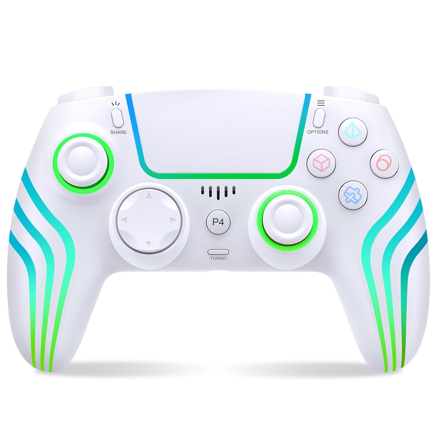 JYELUK Mando Inalámbrico para PS5 con Iluminación RGB, Blanco | Com...