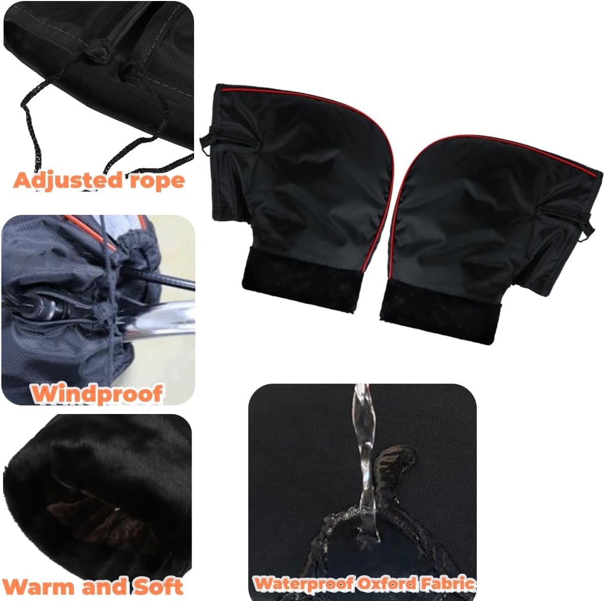 HKSICHENGKEJI Guantes de manillar de felpa para motocicleta, guante...