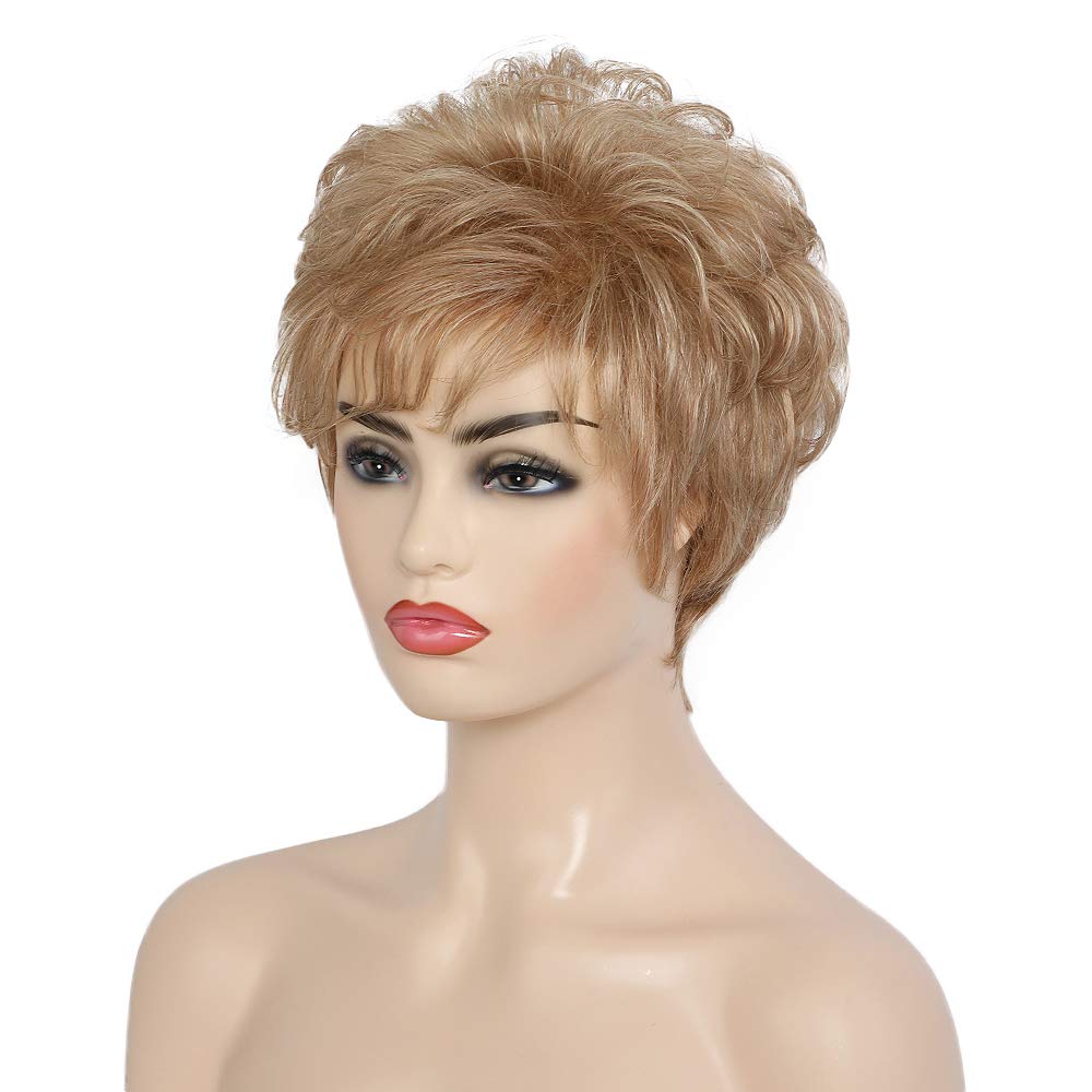 EMMOR Pelucas de Cabello Humano Rubio Corto para Mujeres Mezcladas...
