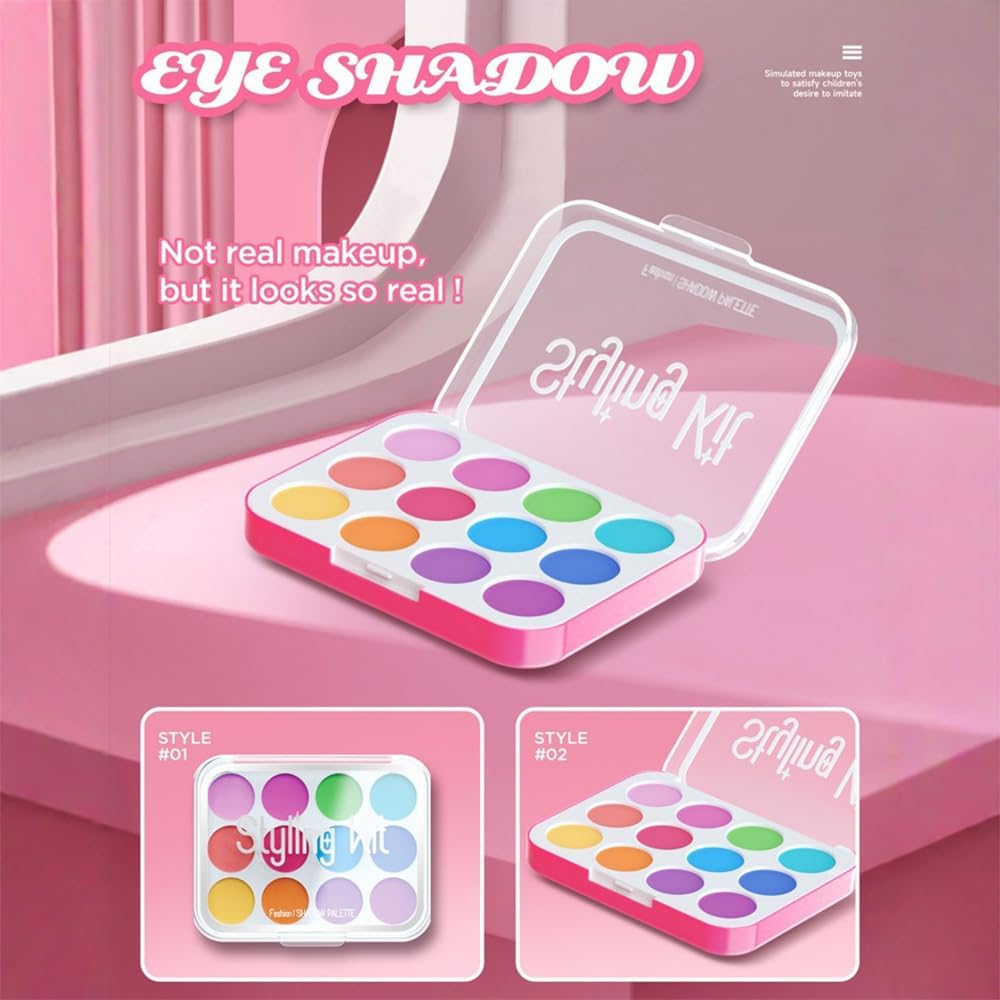 Kit de maquillaje de simulación para niñas, 12 piezas de cosméticos...
