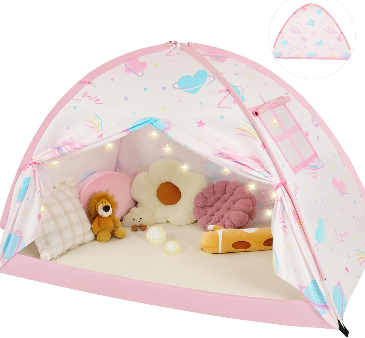 PIIKAGO Tienda de campaña de cama doble para niños, dosel de cama d...