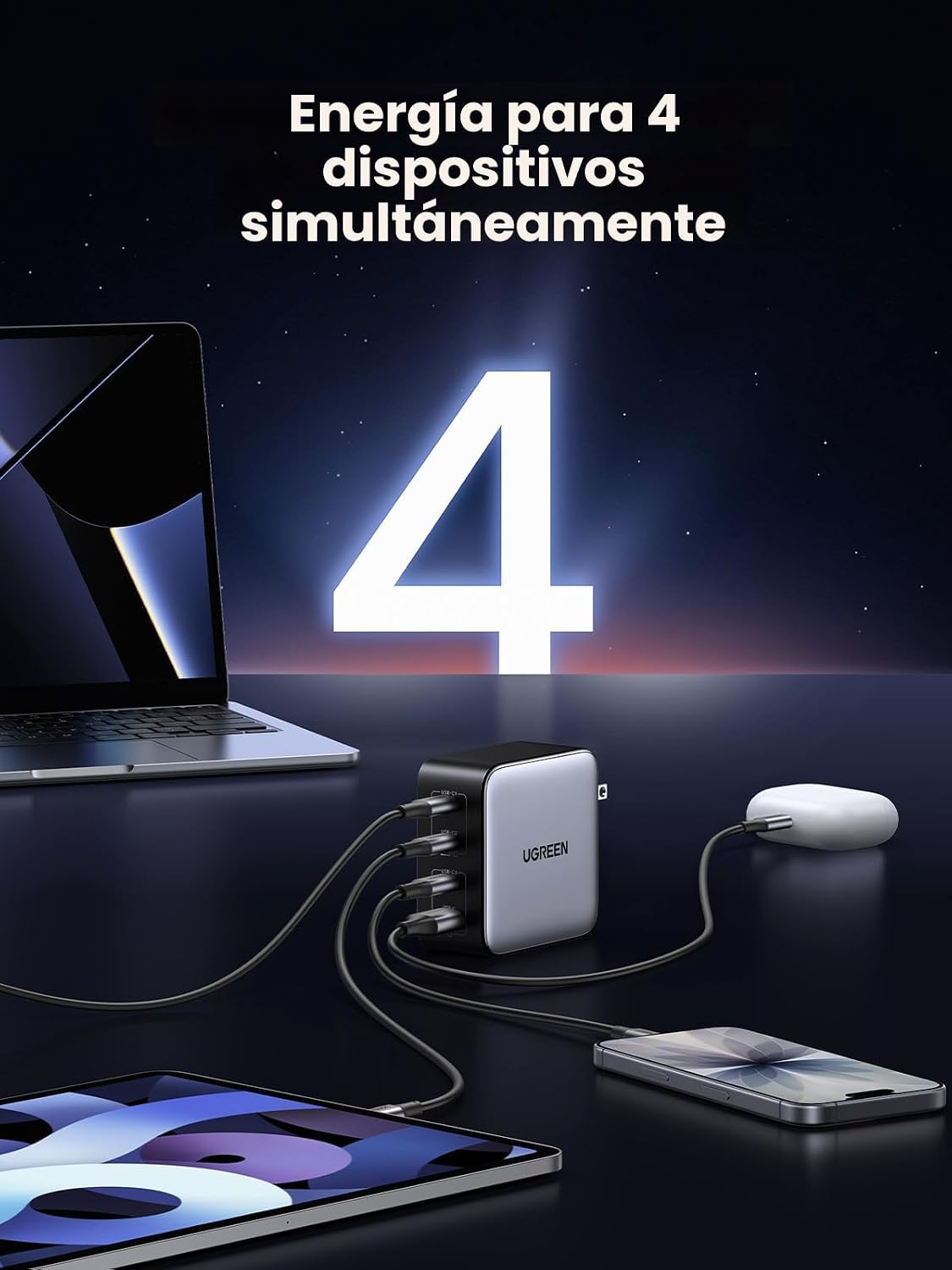 UGREEN Nexode Cargador USB C GaN de 100W, Adaptador de Corriente Rá...