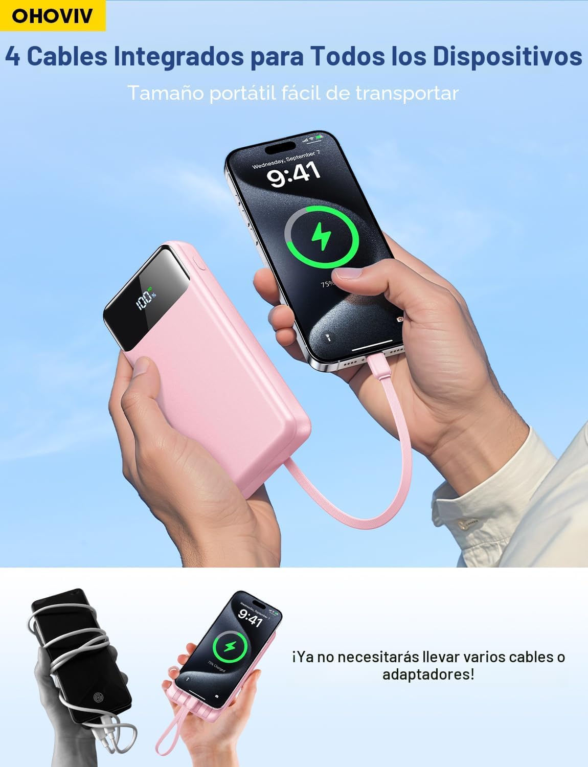 OHOVIV Cargador Portátil Power Bank Paquete de Batería de 50000mAh,...