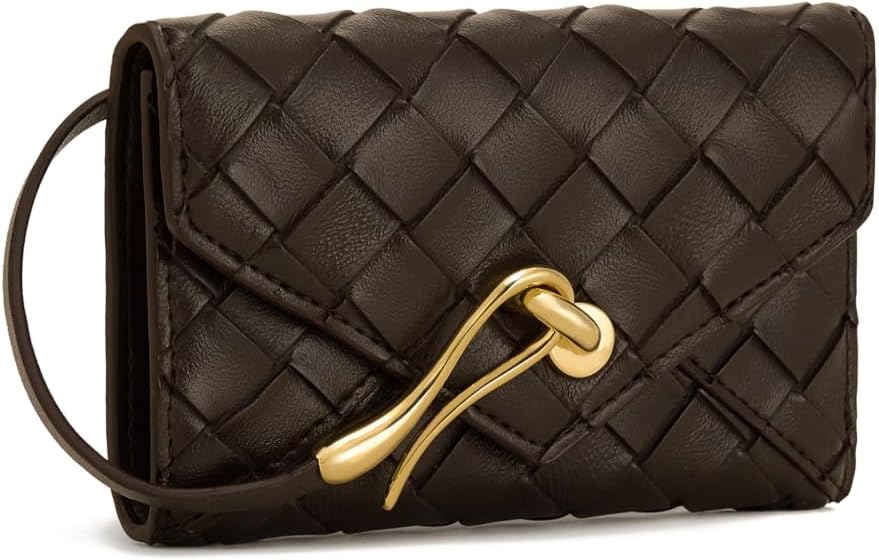 JW PEI Celeste - Cartera tipo sobre con textura tejida, Chocolate,...