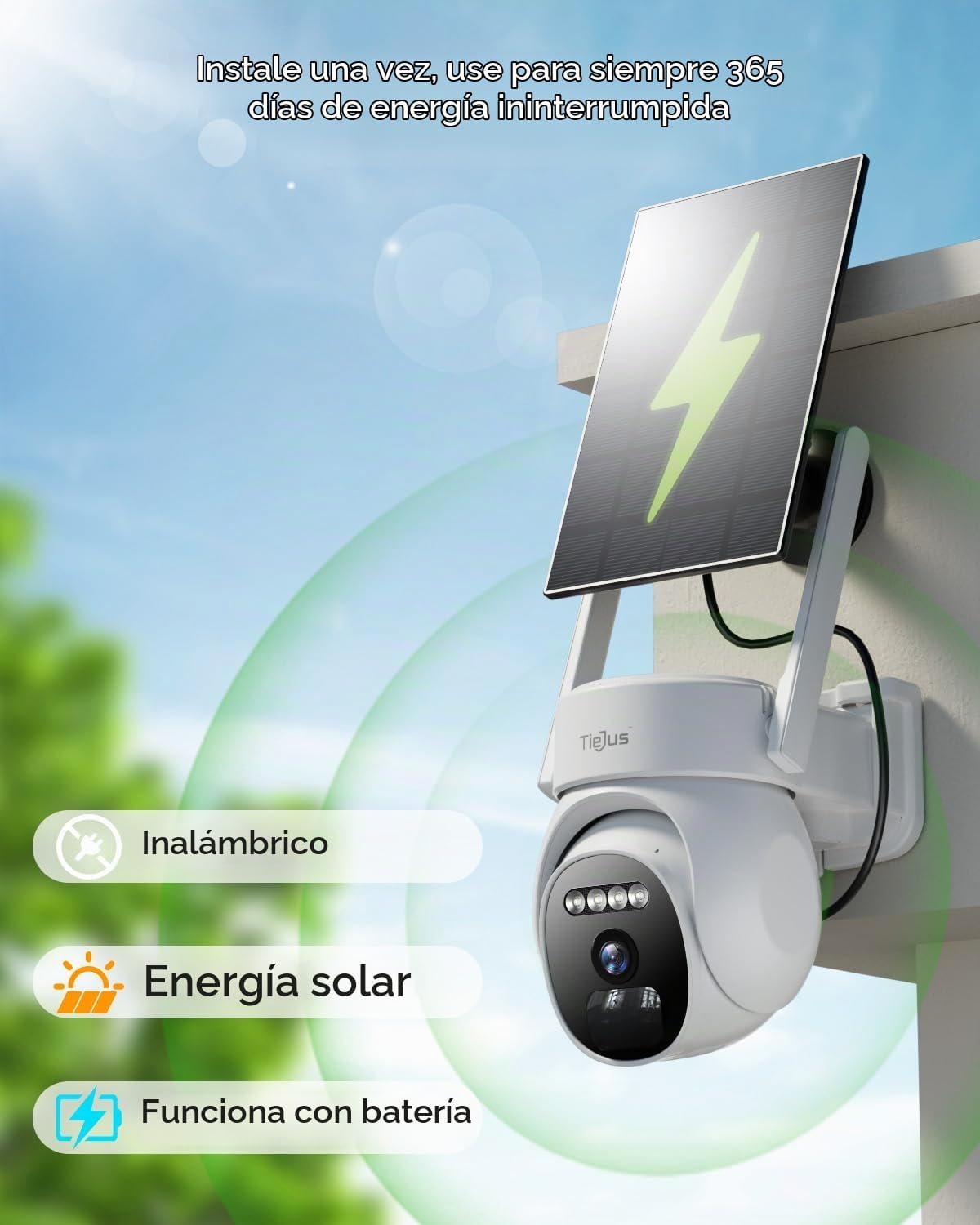 TIEJUS 2K cámaras de seguridad solares inalámbricas al aire libre 3...