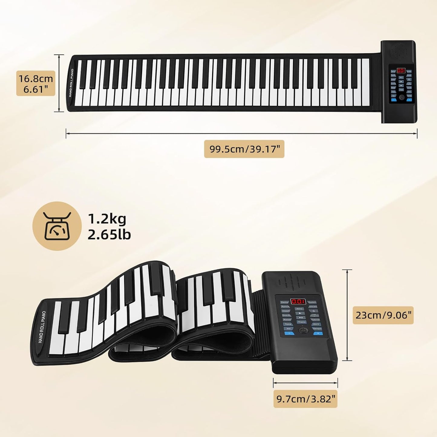 POGOLAB Piano de teclado enrollable de 61 teclas, piano plegable el...