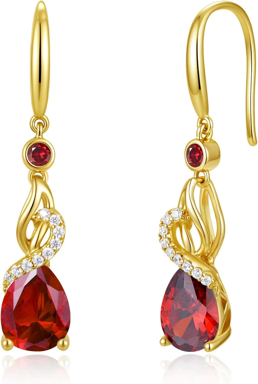 FANCIME Pendientes colgantes con piedra natal de pera para mujer de...
