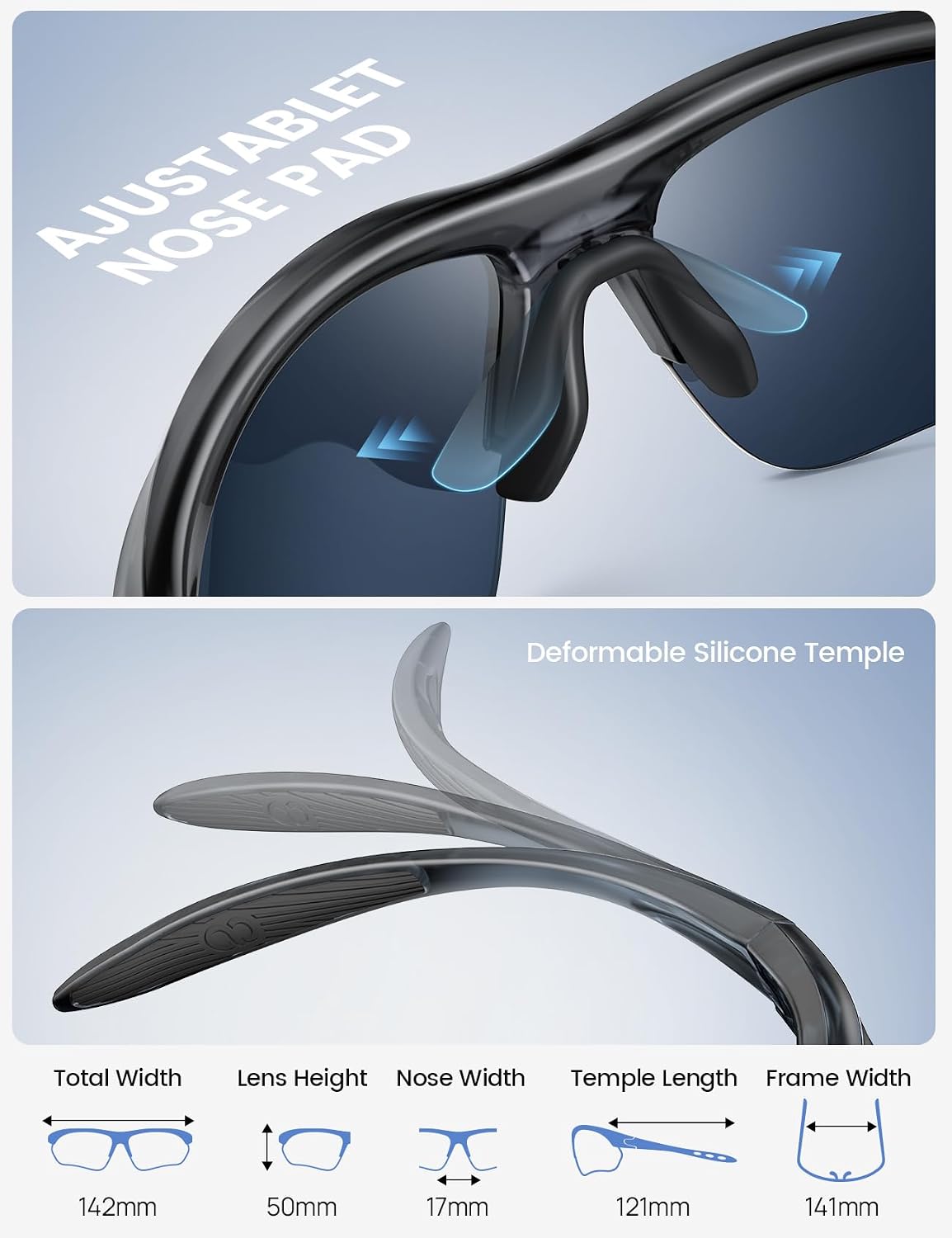 Lamicall Gafas de Sol Deportivas polarizadas de 22 g para Hombres y...