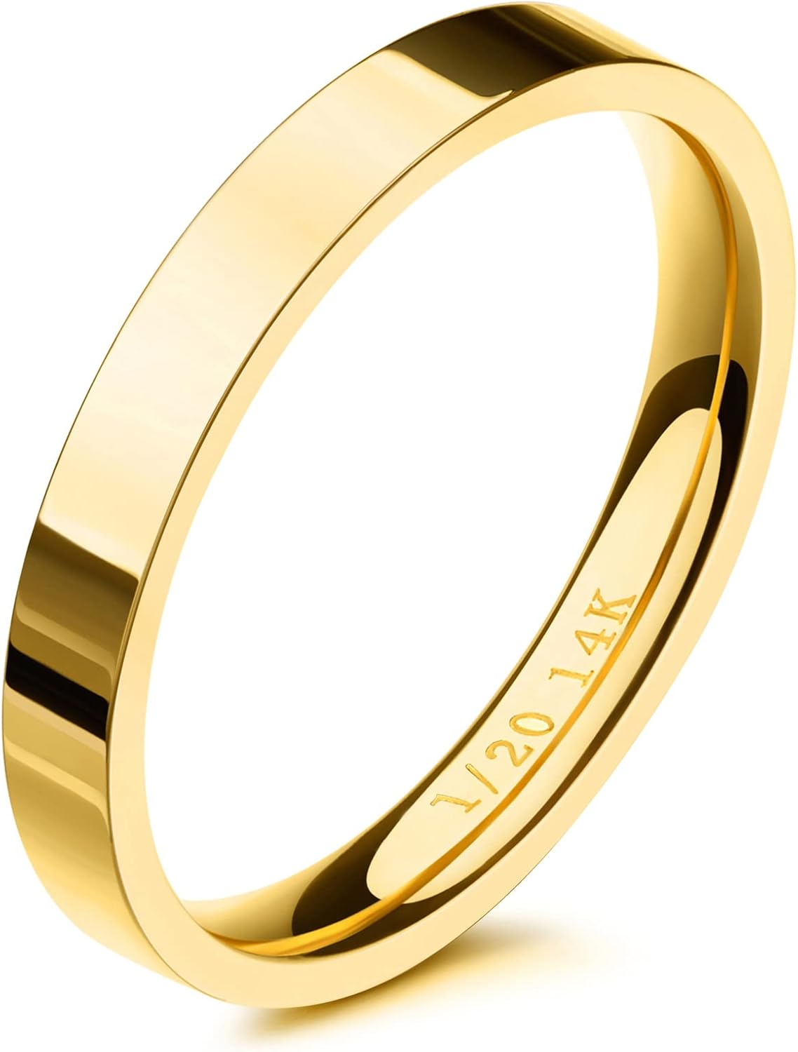 NOKMIT Anillos rellenos de oro de 14 quilates de 3 mm para mujeres,...