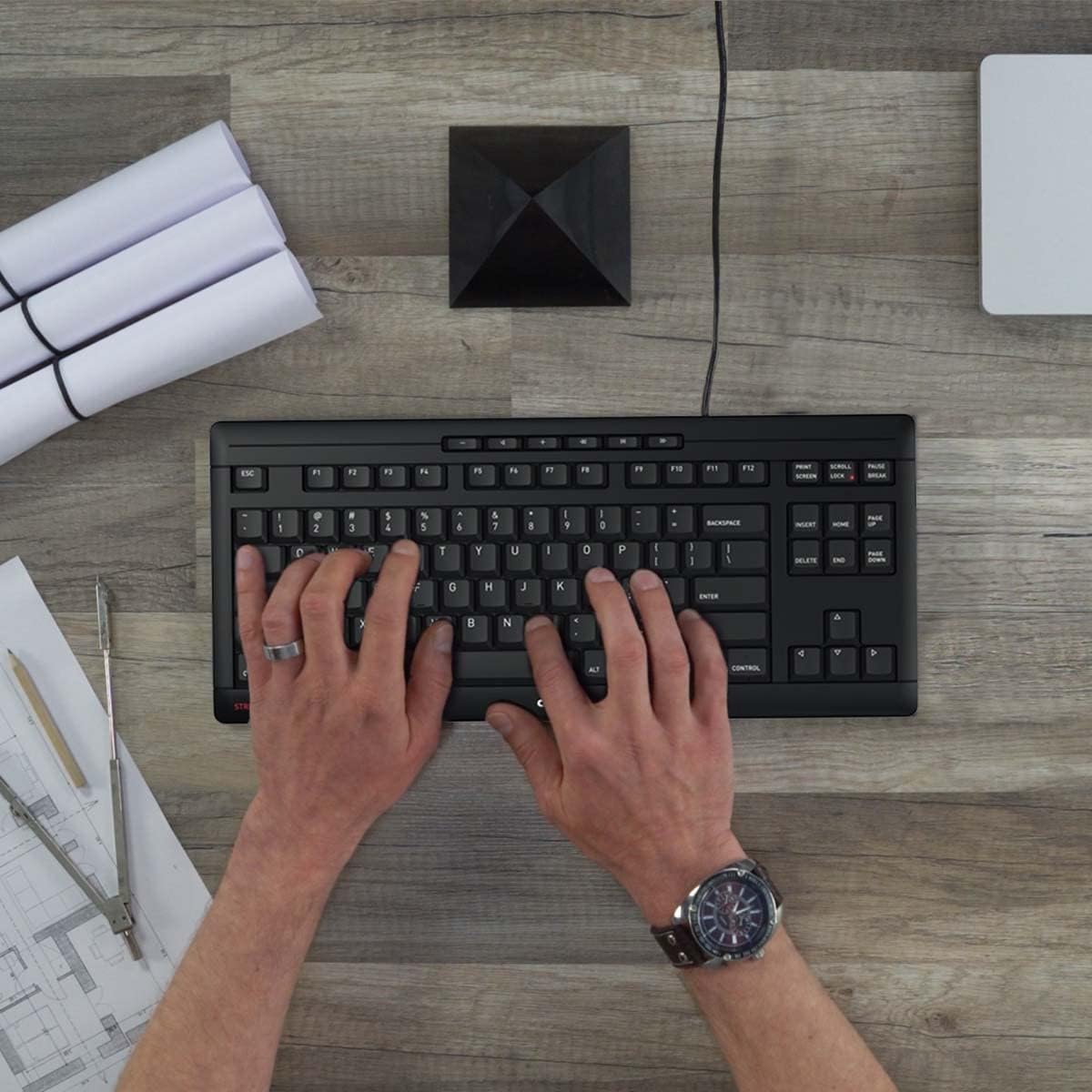CHERRY Teclado Stream TKL con cable USB TenKeyLess versión compacta...
