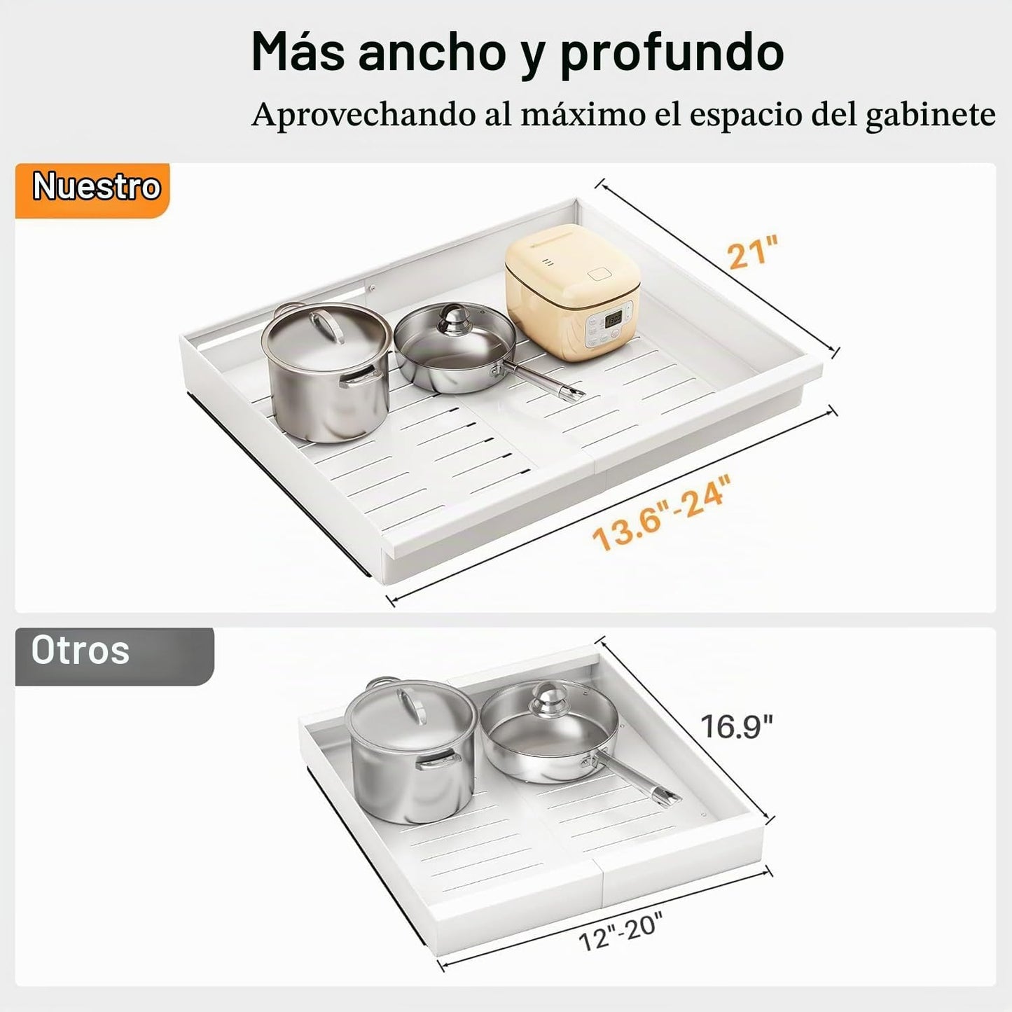 Organizador de gabinete extraíble, paquete de 4 cajones ampliables...