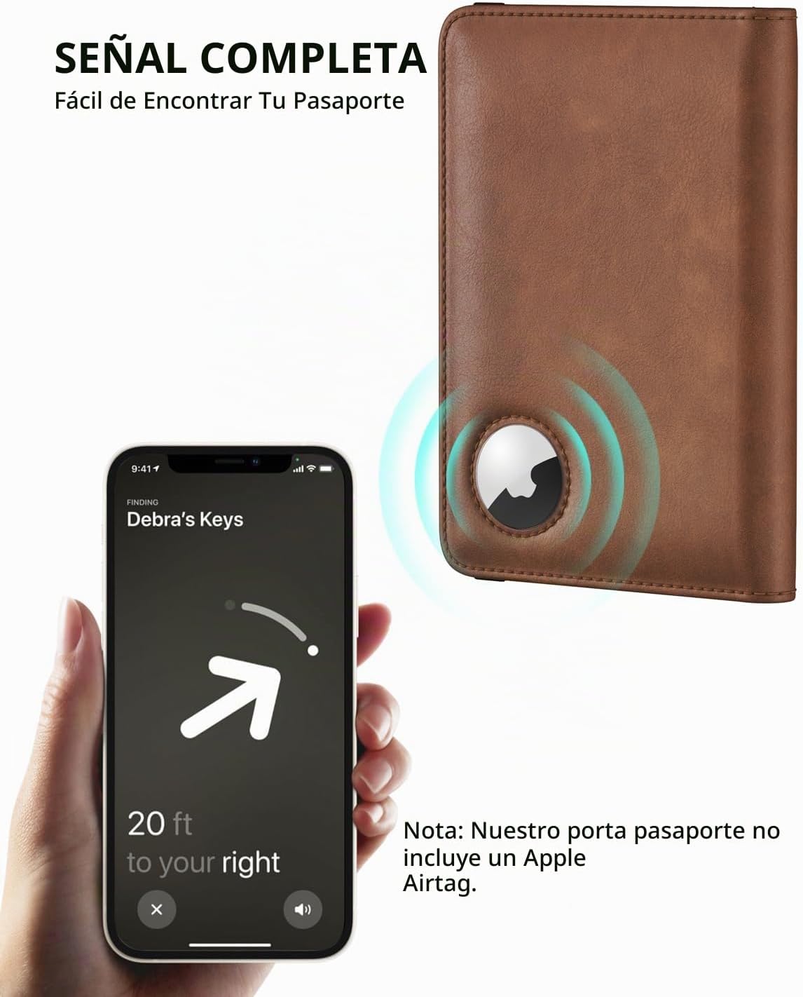 Stouchi AirTag - Cartera de viaje delgada RFID | Cuero PU ultradelg...