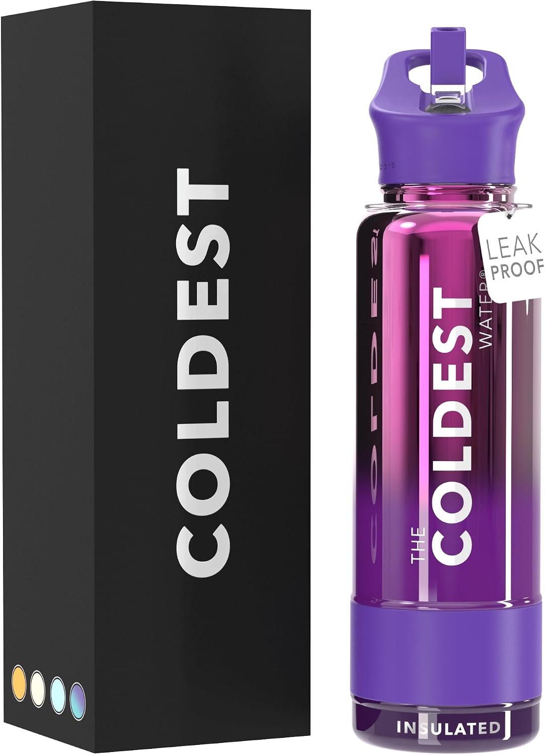 Coldest - Botella para agua con tapa que incluye pajilla, térmica y...