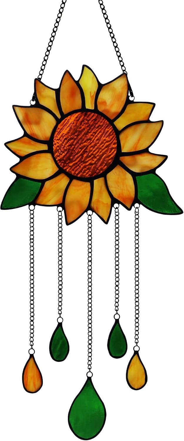 Colgante de Vitral de Girasol HAOSUM, Decoraciones de Fiesta de Cum...