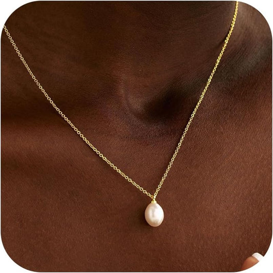 Decholly - Collares de perlas doradas para mujer, a la moda. Collar...