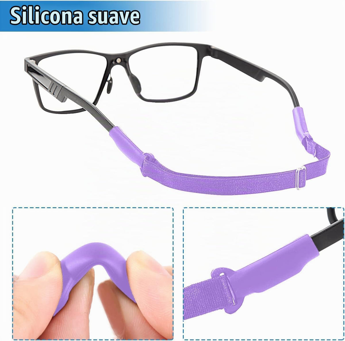 Enenfly Correas ajustables para gafas, paquete de 3 retenedores de...