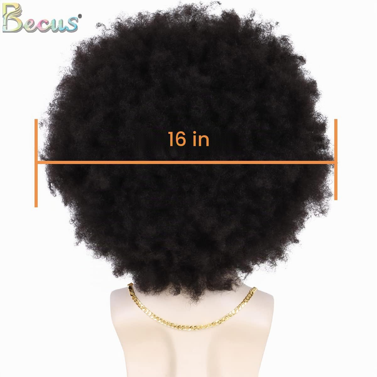 BECUS - Peluca afro para hombre, esponjosa, grande, rizada, color n...