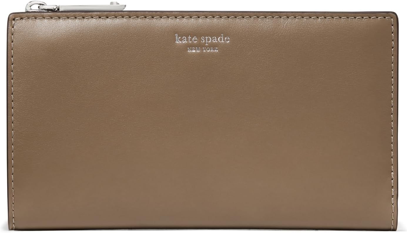 kate spade new york Billetera clásica de cuero liso mediano, Piel l...