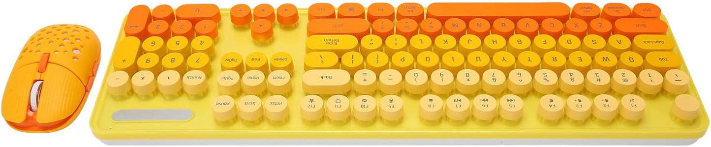 Combo de teclado y mouse inalámbricos, teclado retro de tamaño comp...