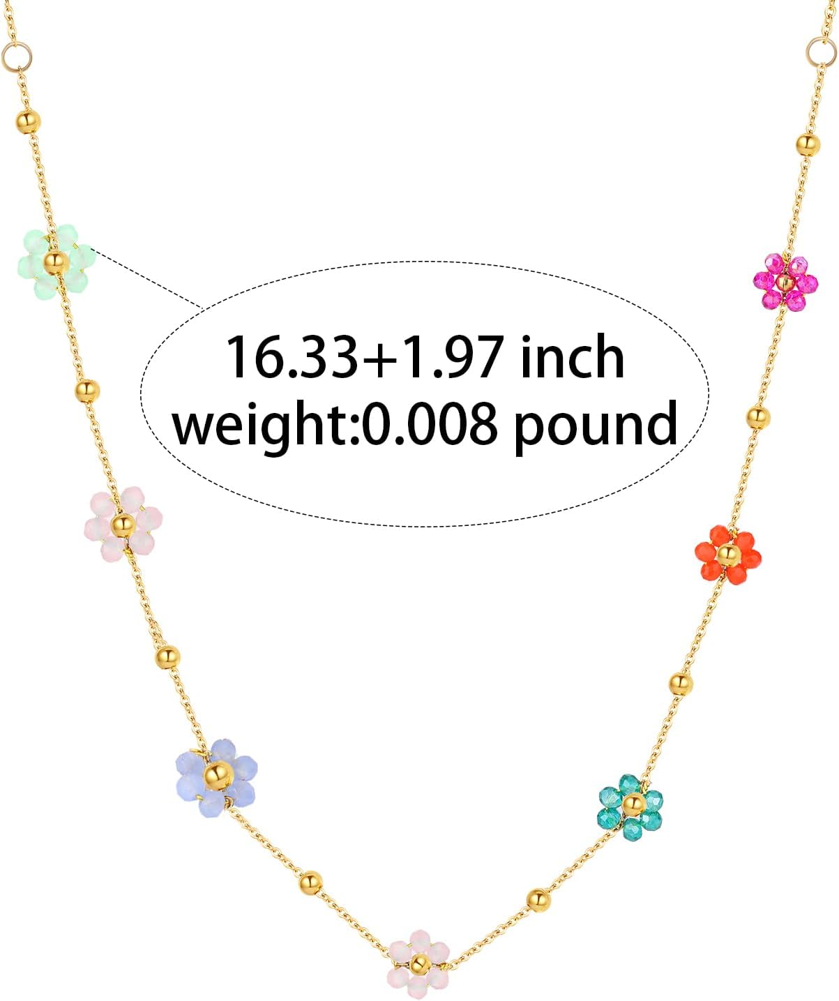 VceTd Gargantilla de flores con cuentas para mujer, chapado en oro...