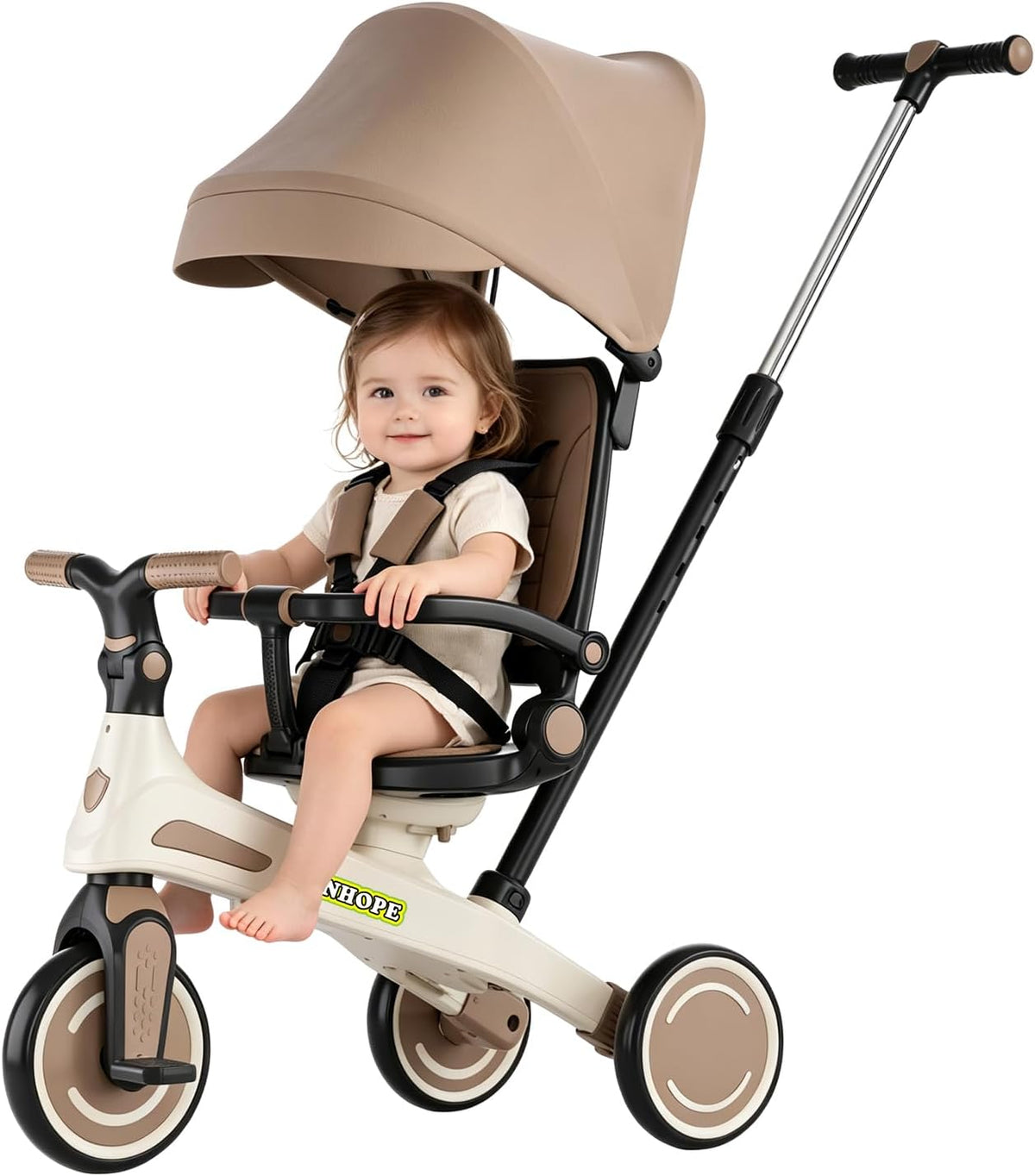 Triciclo para niños, triciclo 6 en 1 para bebés con mango ajustable...