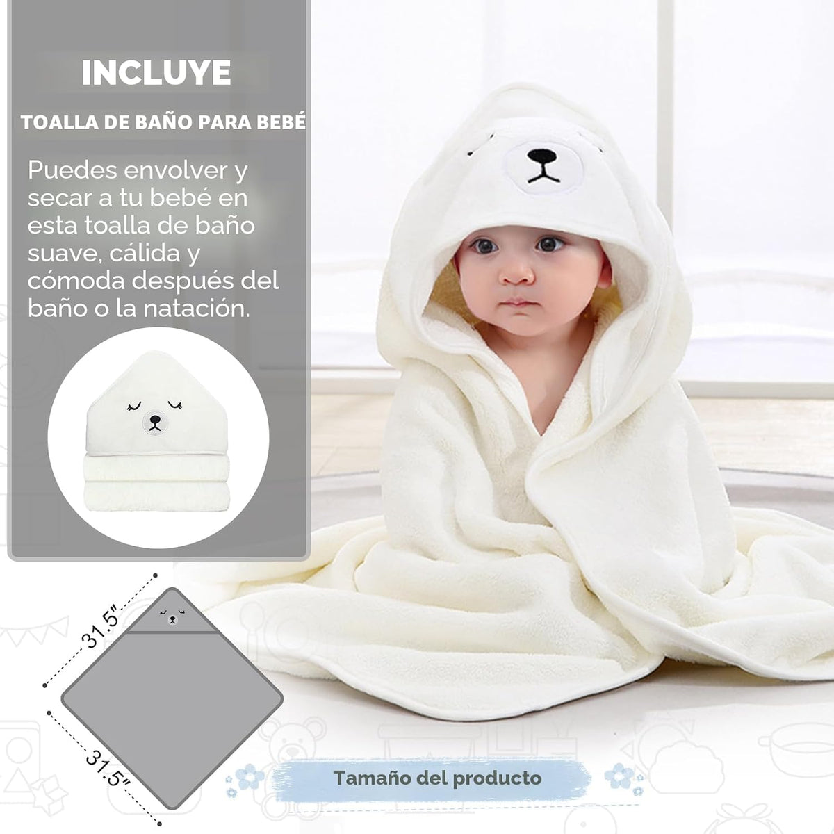 MoreFeel Bañera plegable para bebé recién nacido con termómetro y 1...
