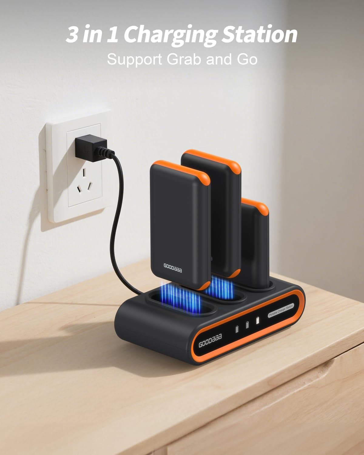 GOODaaa Cargador portátil, paquete de 3 cables integrados de banco...