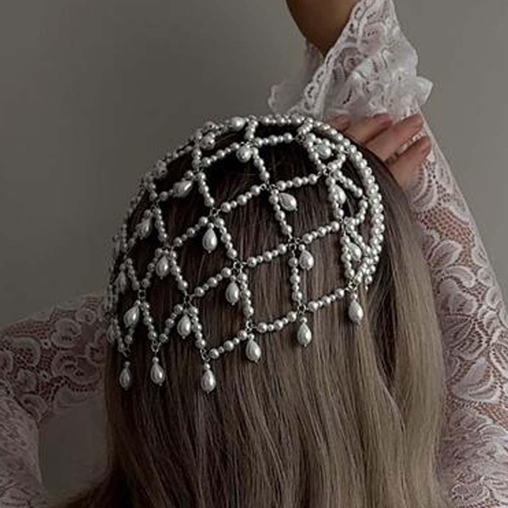 STONEFANS Accesorios plateados para el cabello, tocado de hada de p...