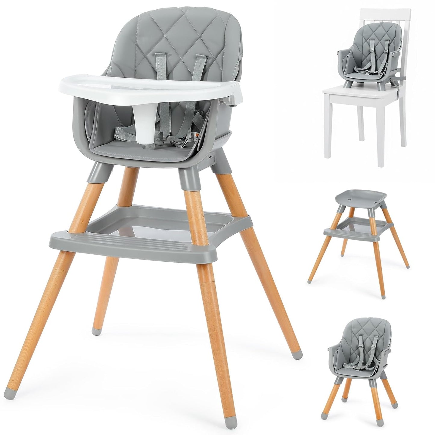 Ezebaby Sillas altas 6 en 1 para bebés y niños pequeños, silla alta...