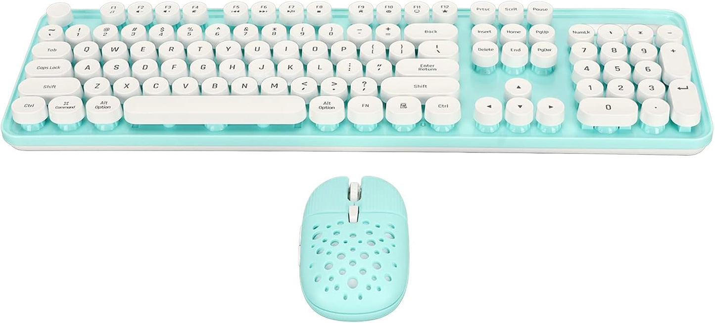 Combo de teclado y mouse inalámbricos, teclas redondas retro de 104...
