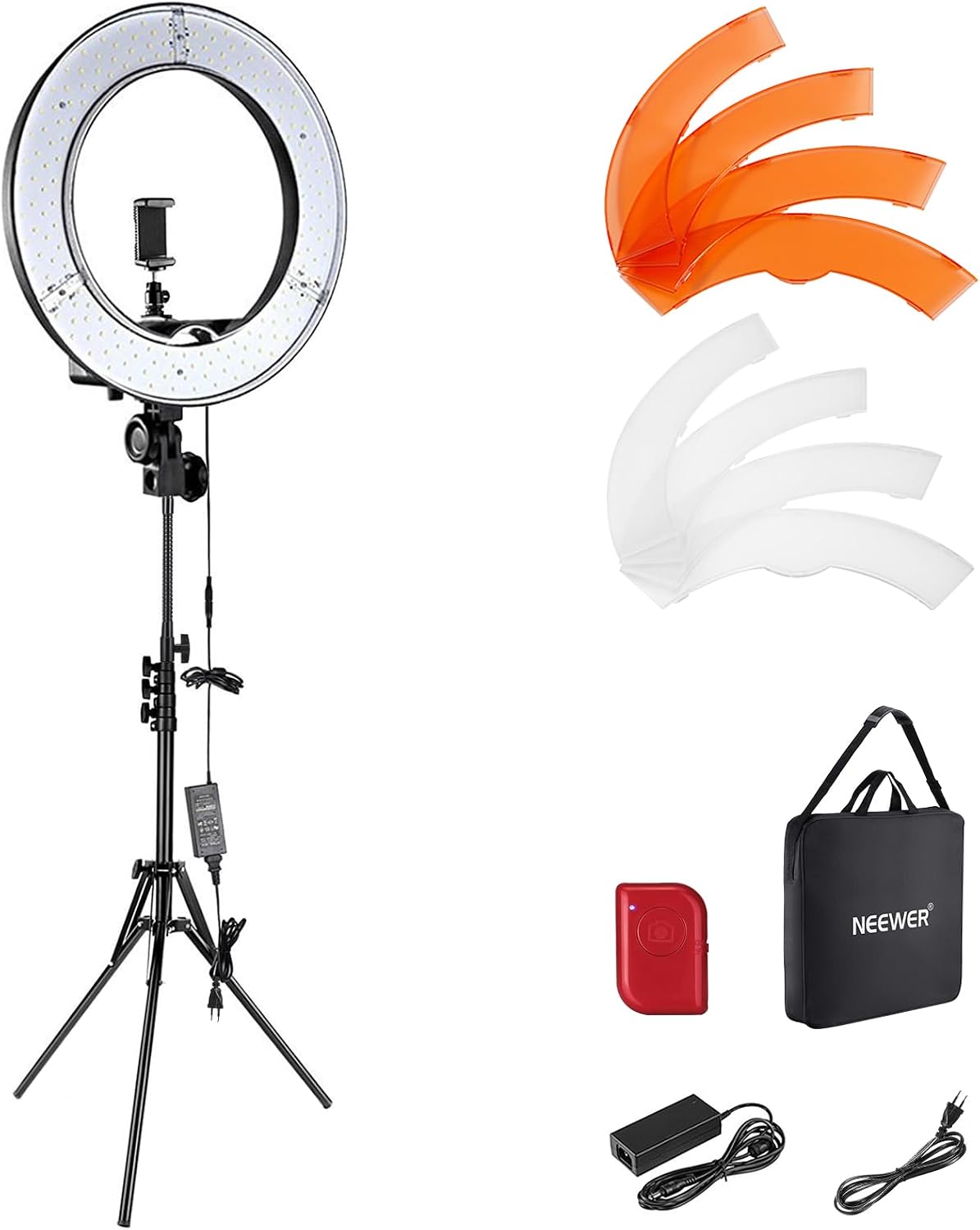 NEEWER Kit de luz de anillo de 18 pulgadas: LED profesional de 55 W...